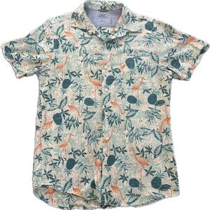 Izod Men's Tropical Print Shirt - Green and Orange
